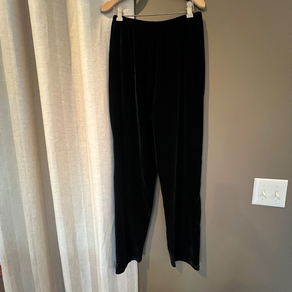 Coldwater Creek Black Evening Velvet Pants, Stretch Waist, Size Medium